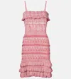Etro Crochet Ruffled Cotton Minidress In Pink