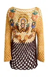 Etro Crocheted Cover-up Mini Dress In Multi