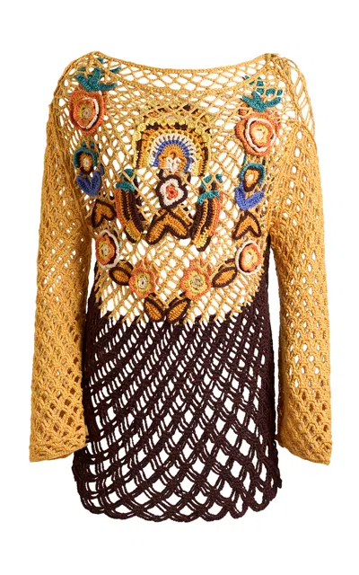 Etro Crocheted Cover-up Mini Dress In Multi