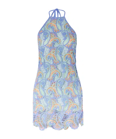 Etro Crocheted Halterneck Mini Dress In Multi