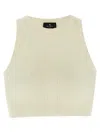 Etro Ivory Knitted Crop Top With Openwork Pattern