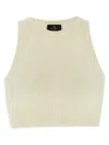 Etro Ivory Knitted Crop Top With Openwork Pattern