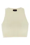 Etro Ivory Knitted Crop Top With Openwork Pattern