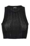 Etro Black Crop Top With Knitted Design And Openwork Detail