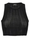 Etro Black Crop Top With Knitted Design And Openwork Detail In Black