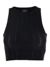 Etro Black Crop Top With Knitted Design And Openwork Detail In Black