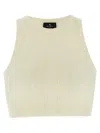 Etro Ivory Knitted Crop Top With Openwork Pattern In White