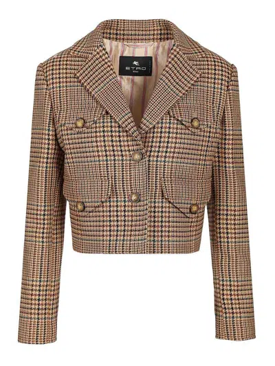 Etro Cropped Blazer In Multicolour