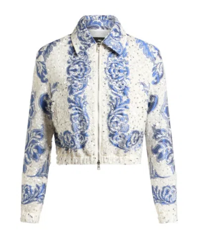 Etro Cropped Bomber Jacket With Sequin Embroidery