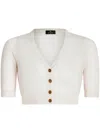 Etro Cropped Buttoned Wool Cardigan In White