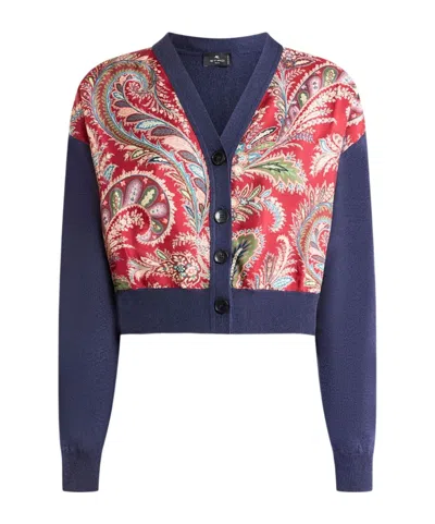 ETRO CROPPED CARDIGAN WITH PRINTED INSERT