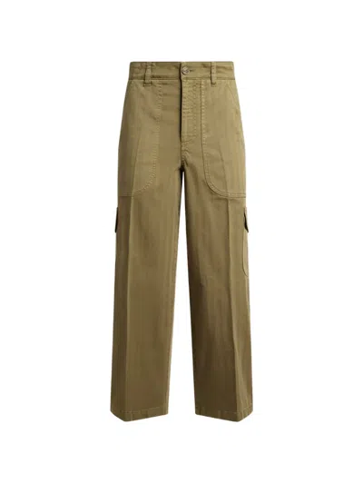 Etro Cropped Cargo-jeans In Stretch-cotton Denim In Green
