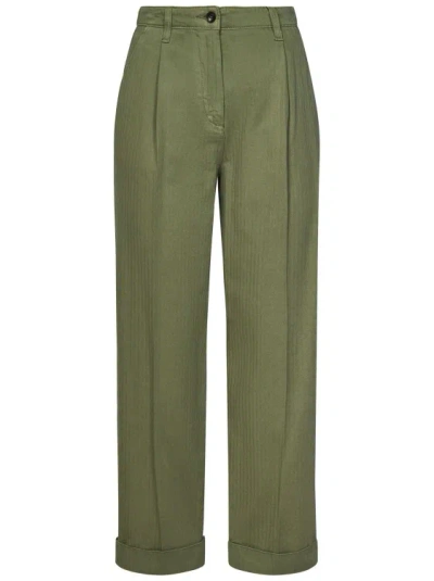 Etro Cropped Chino Trousers In Olive Green