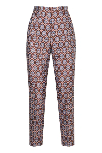 Etro Cropped Cigarette Trousers In Blue