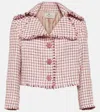 Etro Cropped Houndstooth Wool-blend Jacket In Multicoloured