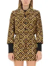 Etro Geometric-printed Buttoned Cropped Jacket In Brown