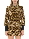 Etro Geometric-printed Buttoned Cropped Jacket In Brown