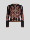 Etro , Cropped Jacquard-cardigan Aus Einer Wollmischung Mit Paisley-motiv, Damen, Schwarz, Grösse 50 In Black