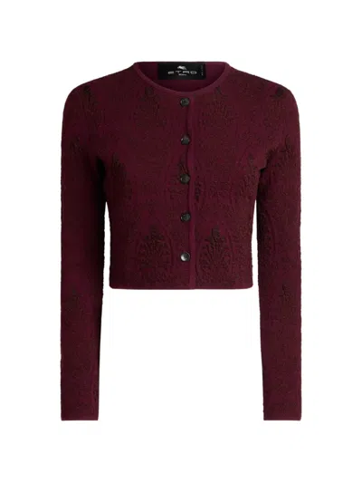 Etro Cropped Jacquard Cardigan With Medallion Motif In Animal Print