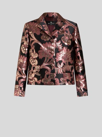 ETRO , CROPPED JACQUARD JACKET, WOMAN, PINK, SIZE 46