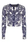 Etro Women's Jacquard Knit Cardigan In Blue