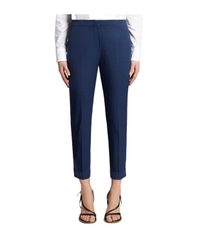 Etro Cropped Mid-rise Trousers In Dark Blue