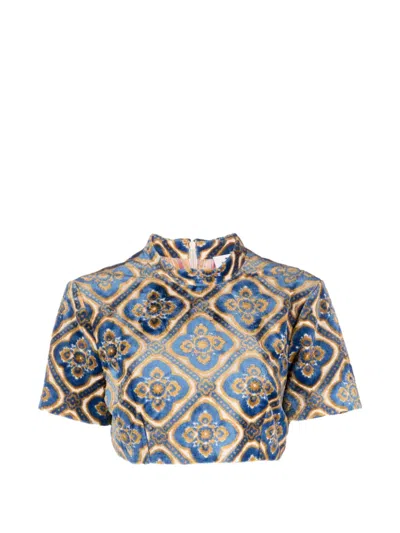Etro Cropped Top Set High Neckline In Multicolour