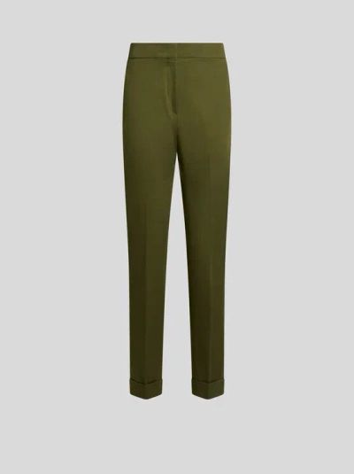 Etro Cuffed Tapered Trousers In Green