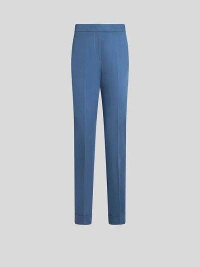 Etro Cropped Tailored Trousers In Light Blue