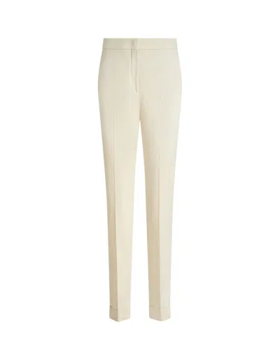 Etro Cropped Stretch Trousers In White