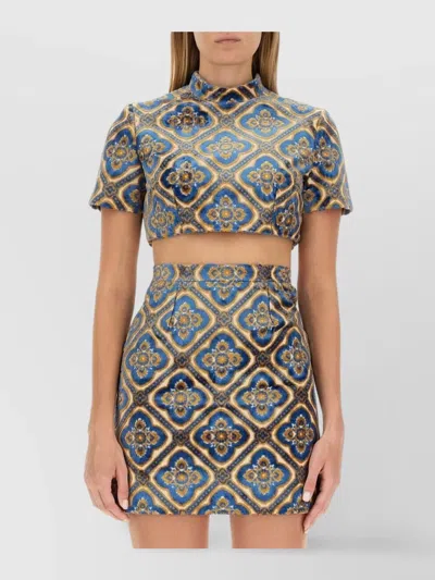 Etro Cropped Top Set High Neckline In Multicolour