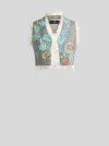 Etro , Cropped Weste Aus Einer Wollmischung Mit Narzissen-print, Damen, Grau, Grösse 40 In Purple