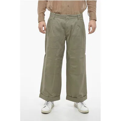 Etro Cropped Wide Leg Jeans With Cuffs In Green