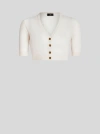 Etro Cropped Buttoned Wool Cardigan In White