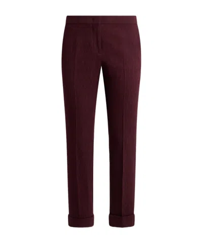 Etro Cropped Wool Jacquard Trousers With Medallion Motif In Brown