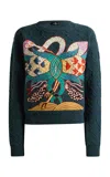 Etro Cropped Wool Sweater In Dark Green