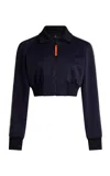 Etro Cropped Zipped Scuba Track Jacket In Blue