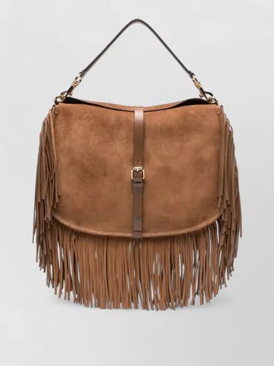 Etro Crossbody Pony Bag Fringes Xl Suede In Pattern
