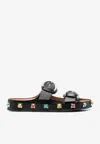 Etro Crown Me Flat Sandals In Black