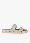 Etro Strappy Gemstone Sandals With Slip-on Style In White