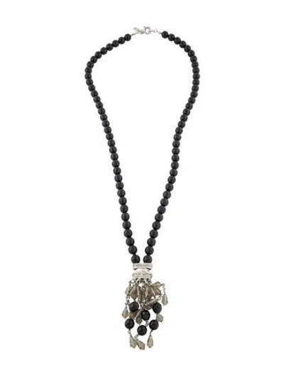 Pre-owned Etro Crystal, Bead & Stone Lavalier Necklace, 30"