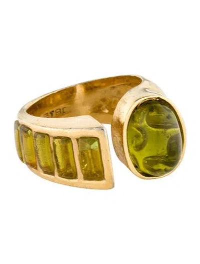 Pre-owned Etro Crystal Cocktail Ring In Green
