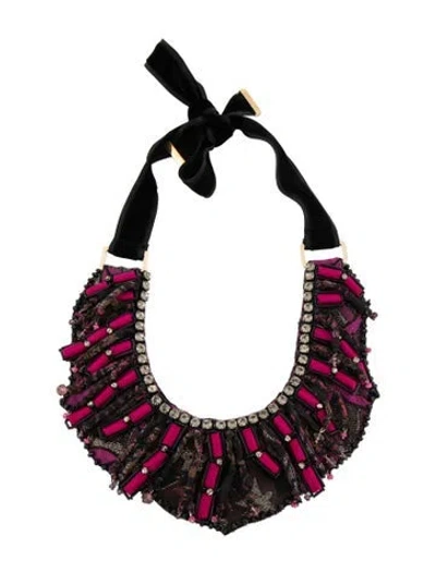 Pre-owned Etro Crystal Collar Necklace, 13.5" In Pink
