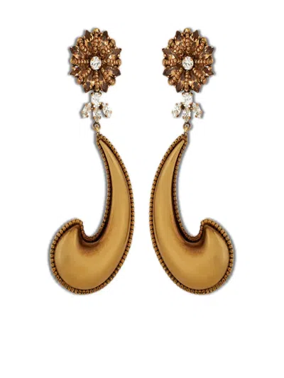 Etro Crystal-embellished Paisley Earrings In Gold