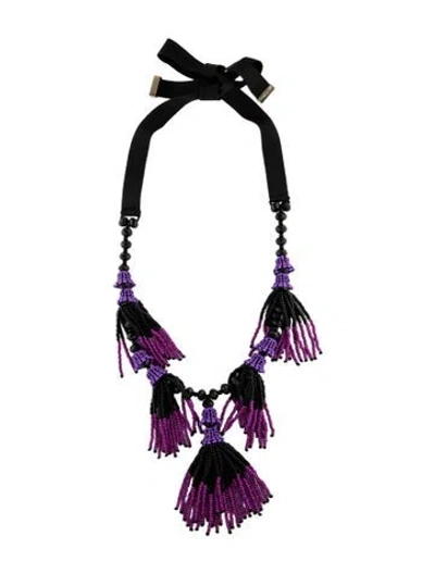 Pre-owned Etro Crystal, Glass Bead & Ribbon Collar Necklace, 44.5" In Multi