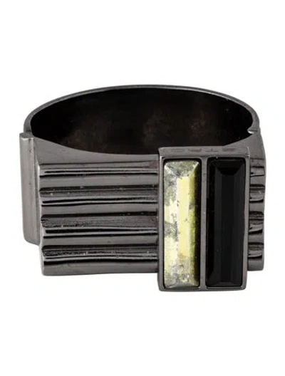 Pre-owned Etro Crystal Hinged Cuff Bracelet, 6.5" In Black/yellow