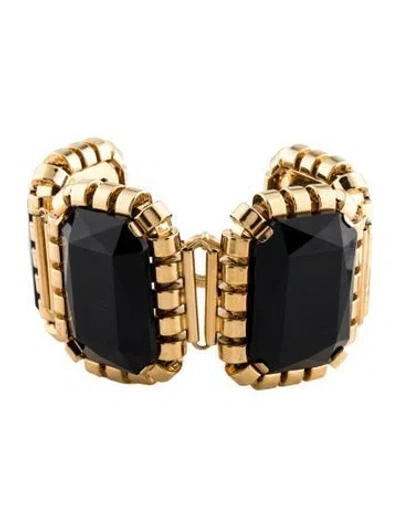 Pre-owned Etro Crystal Link Bracelet, 7.75" In Black