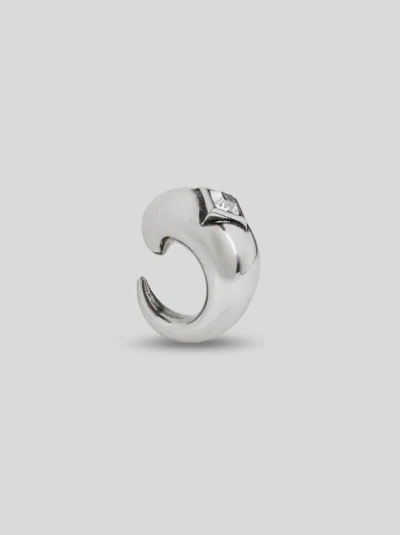 Etro , Cuff Earrings With Stone, Woman, Silver In Metallic