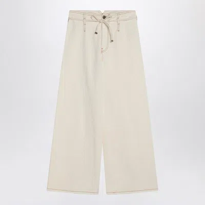Etro Culotte Jeans In Cream Colour With Waistband In White