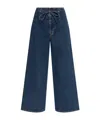 Etro Culotte Jeans With Belt And Embroidery In Blue